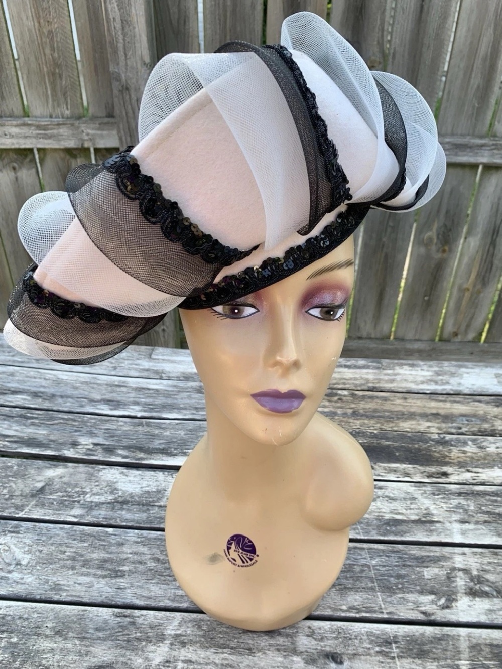 Vintage Deborah NY Crinoline Halo Saucer Wedding Derby Church Hat - Picture 2 of 6